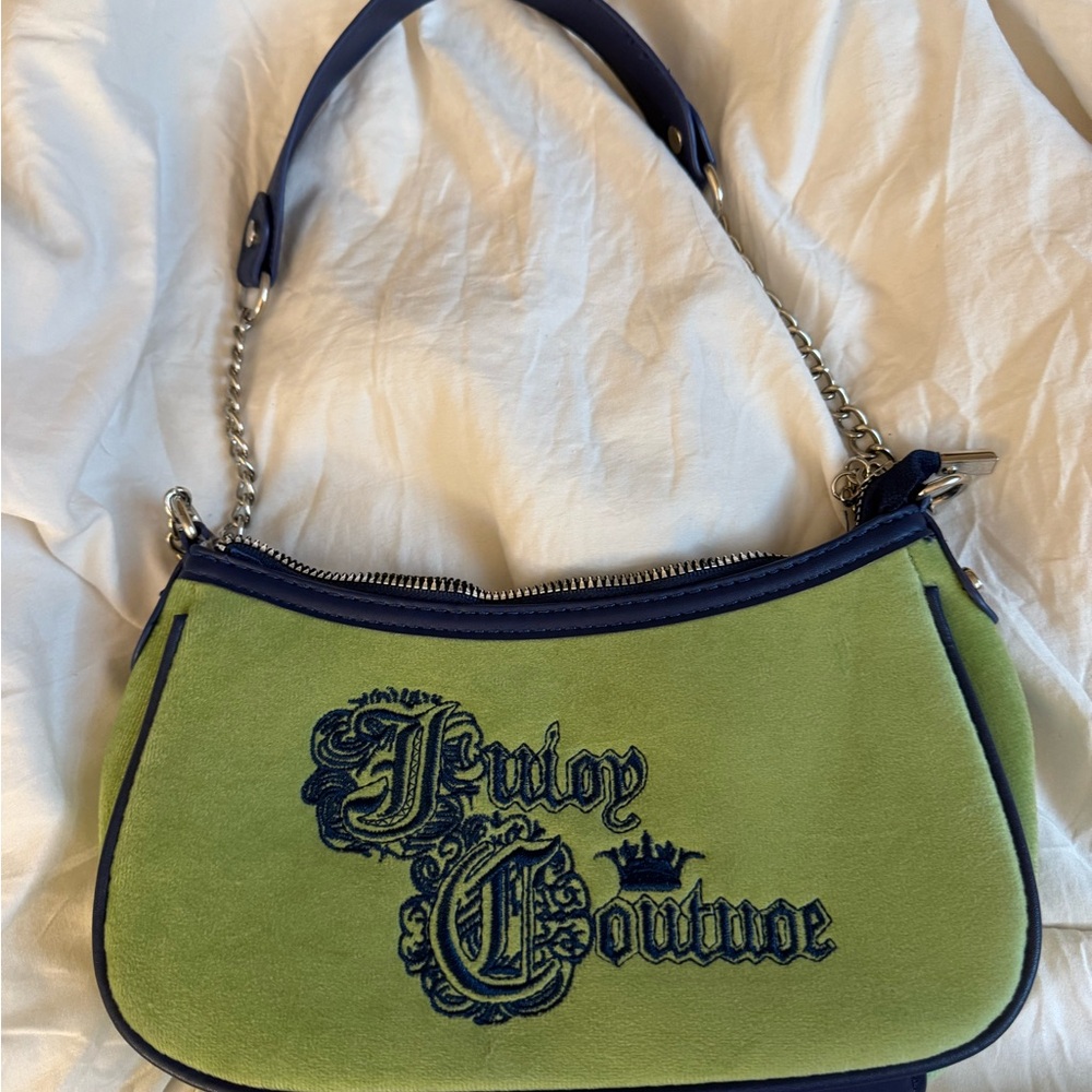 Juicy Couture Lime Green and Navy Shoulder Bag